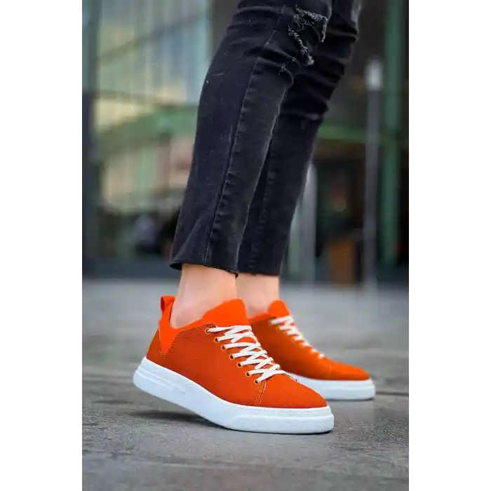 KB-X204 Kuback Turuncu Keten Beyaz Yüksek Taban Günlük Erkek Spor Ayakkabı