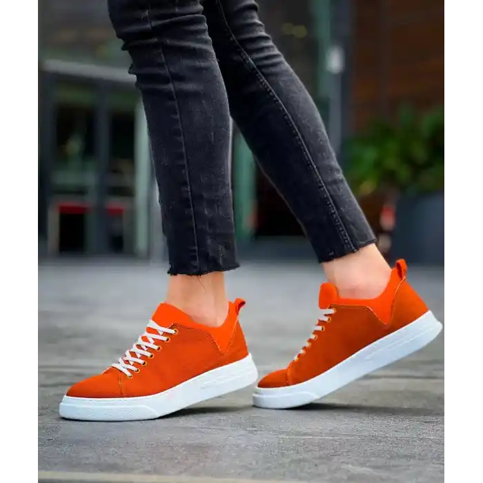 KB-X204 Kuback Turuncu Keten Beyaz Yüksek Taban Günlük Erkek Spor Ayakkabı