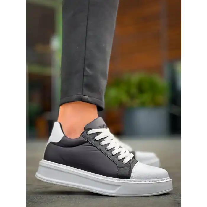 KB-X46 Kuback Siyah Beyaz Yüksek Beyaz Taban Günlük Spor Ayakkabı