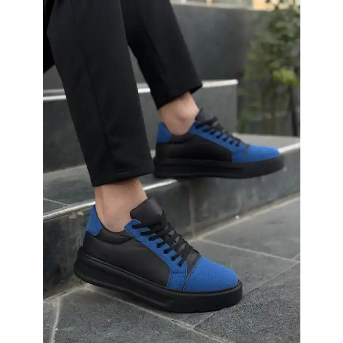 KB-X46 Kuback Siyah Sax Mavi Yüksek Siyah Taban Günlük Spor Ayakkabı