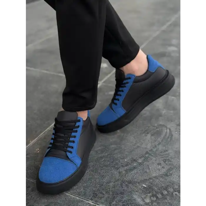 KB-X46 Kuback Siyah Sax Mavi Yüksek Siyah Taban Günlük Spor Ayakkabı