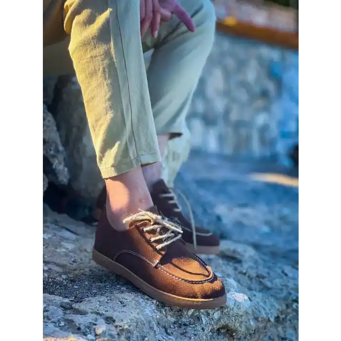 KB-X5 Kuback Kahve Süet Bağcıklı  Günlük Erkek Ayakkabı