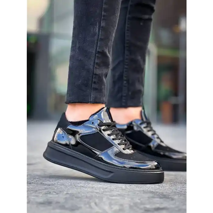 KB-X8 Kuback Siyah Rugan Yüksek Siyah Taban Günlük Spor Ayakkabı