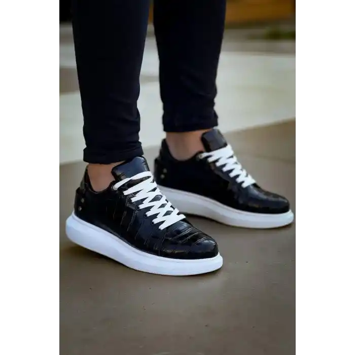 KB047  Kuback SİYAH Crocodile Günlük Erkek  Ayakkabı