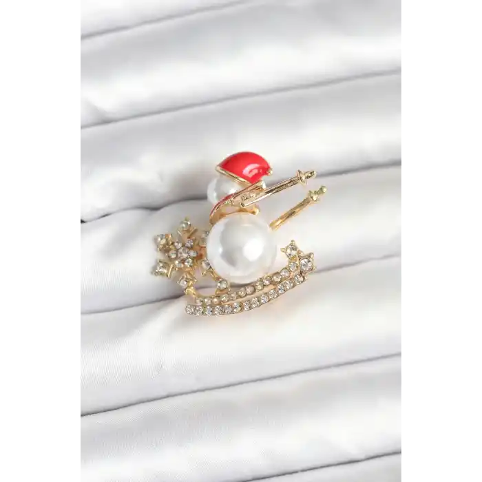 Kızaklı Kardan Adam Model Yılbaşı Temalı Broş