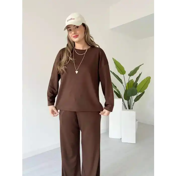 Kollu modal takım kahve