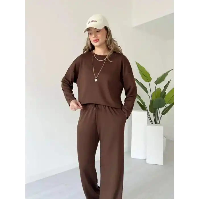 Kollu modal takım kahve