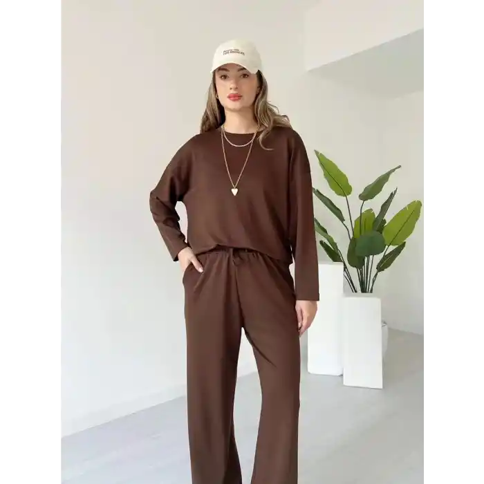 Kollu modal takım kahve