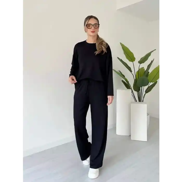 Kollu modal takım siyah