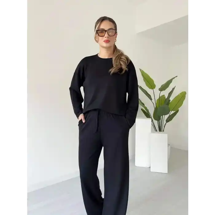 Kollu modal takım siyah