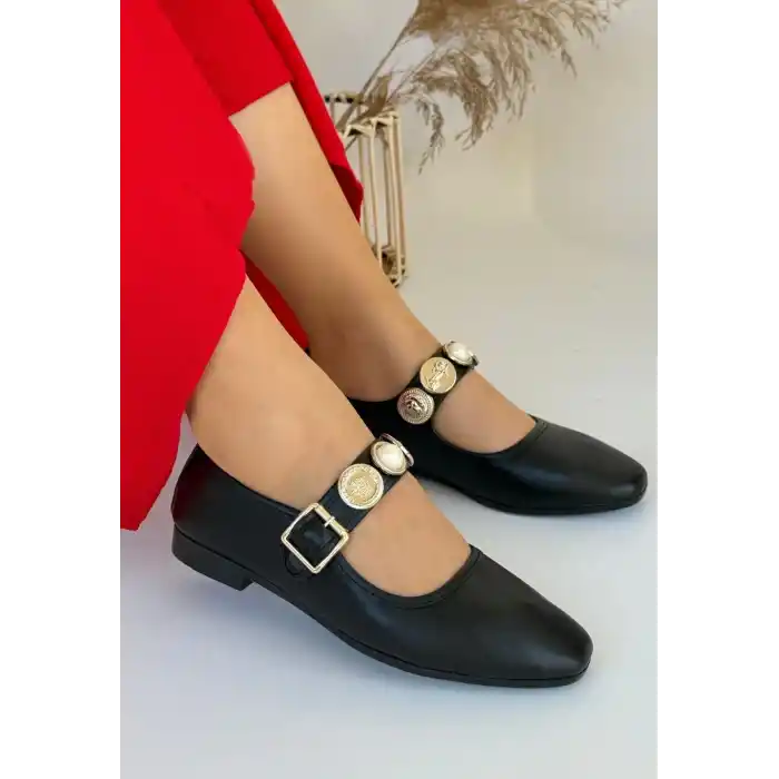 Koope Siyah Cilt Babet Ayakkabı