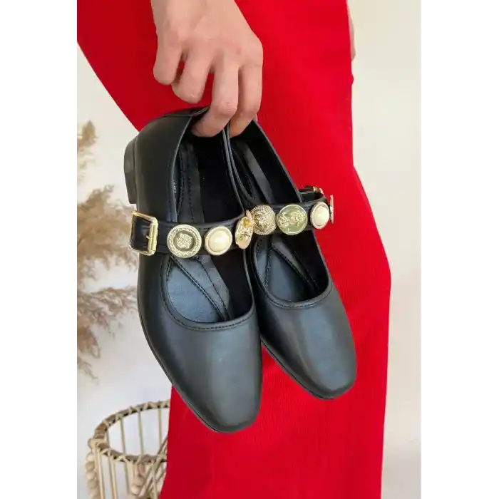 Koope Siyah Cilt Babet Ayakkabı