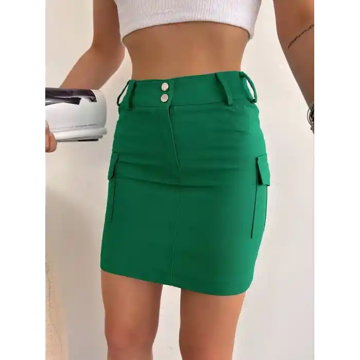 Körüklü cep etek yeşil s24904