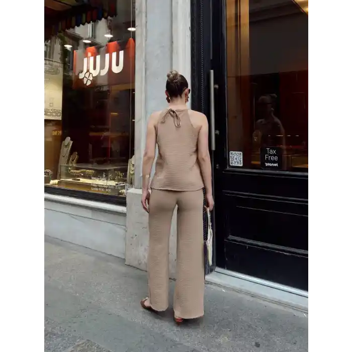 Kruvaze takım ayrobin bej s054