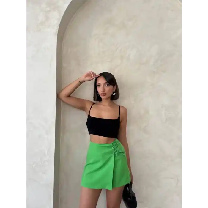 Kuş gözü şort etek yeşil s25819