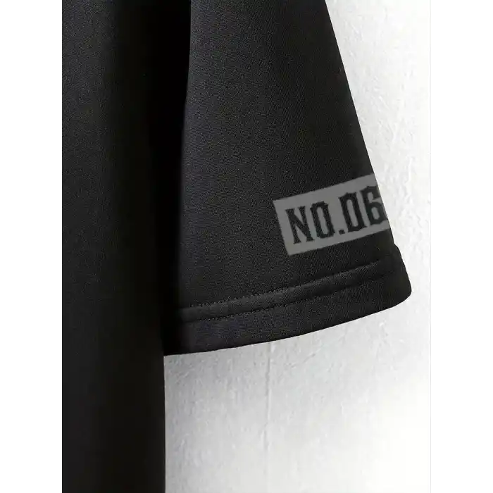 LB Ön Arka Baskılı Oversize Bisiklet Yaka Yazlık T-shirt - Siyah