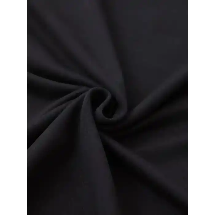 Leopar Desenli Fiyonklu Tişört - Rahat Polyester, Makinede Yıkanabilir, Bisiklet Yaka, Kadınlar için Yazlık Günlük Üst - Siyah