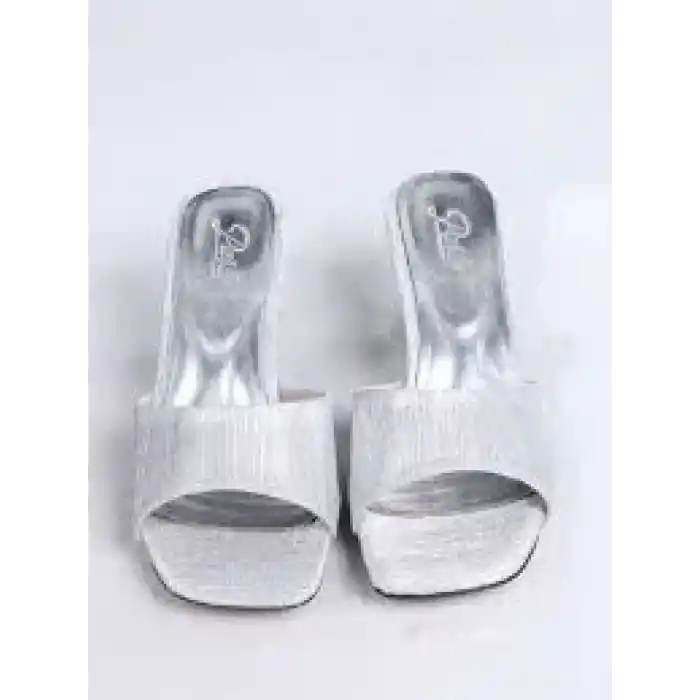 Luart Gümüş Simli Topuklu Terlik