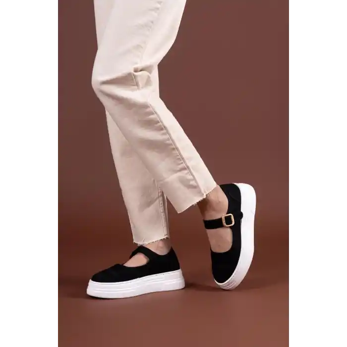 Lunni Siyah Keten Spor Ayakkabı