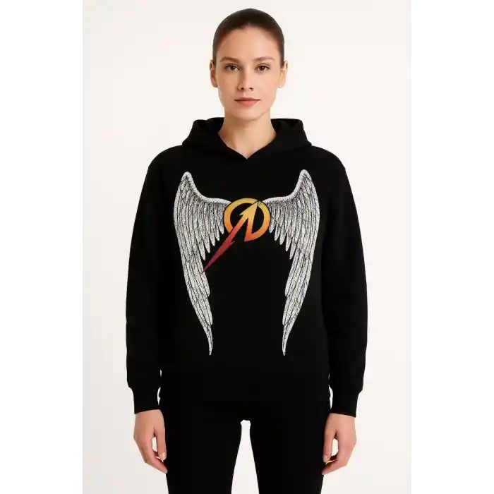 Metallica İki İplik Kapüşonlu Ön ve Arka Baskılı hoodie - Siyah