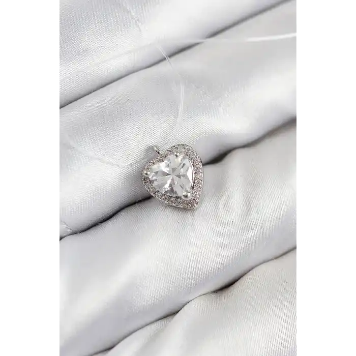 Misineli Kalp Model Gümüş Renk Hayalet Kolye