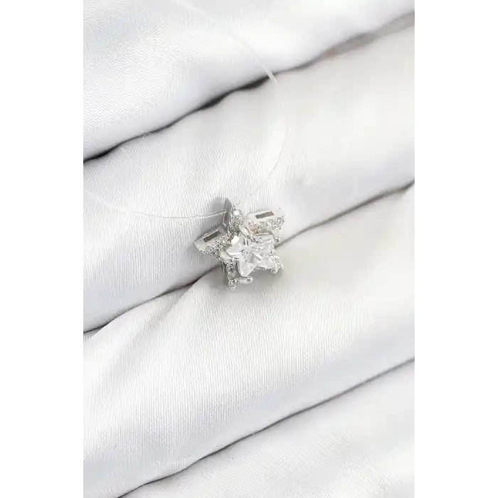 Misineli Yıldız Model Gümüş Renk Hayalet Kolye