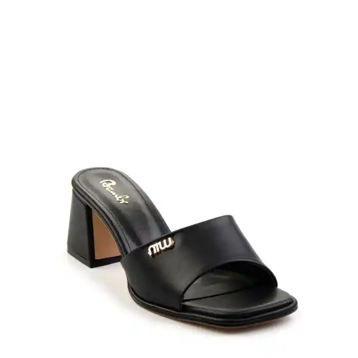 Miyon Siyah Cilt Topuklu Terlik