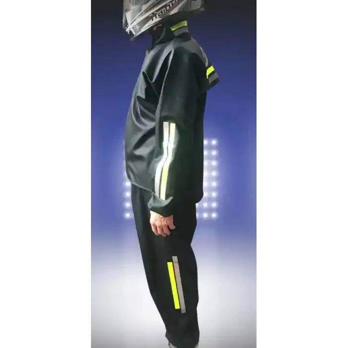 Motorcu Kurye Su Geçirmez Yağmurluk Takım - Siyah