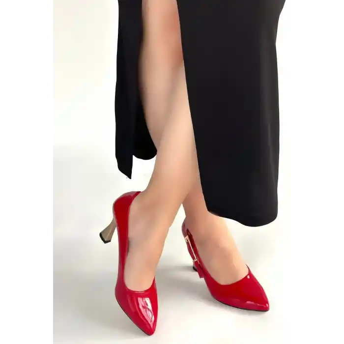 Motya Kırmızı Rugan Topuklu Ayakkabı
