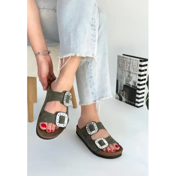 Nool Yeşil Nubuk Terlik