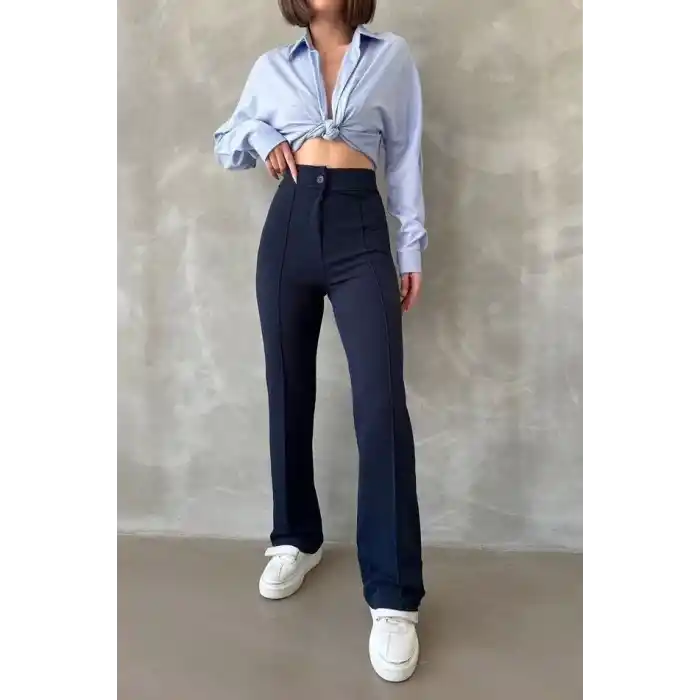 Önü cumalı ithal krep pantolon