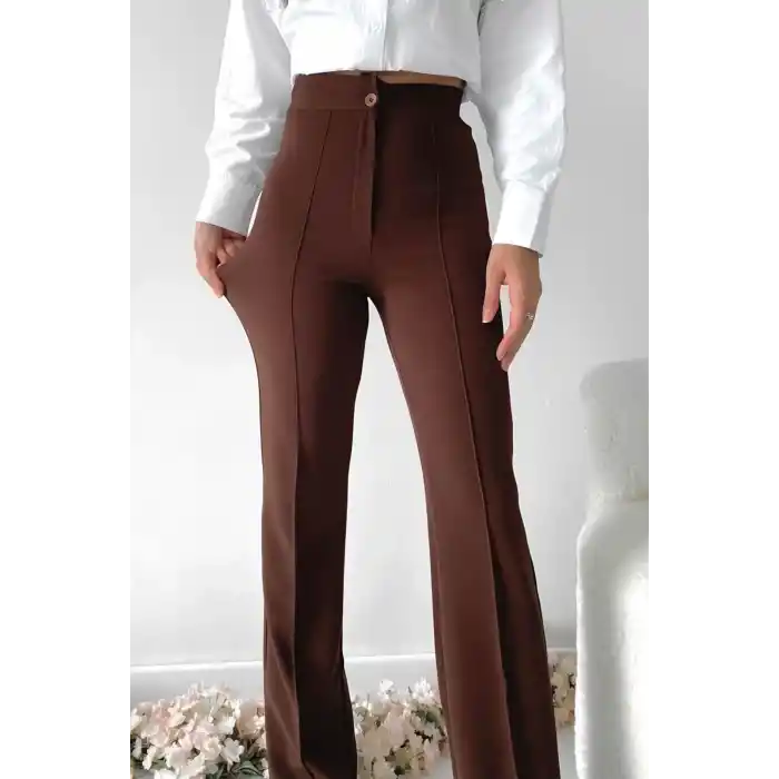 Önü cumalı ithal krep pantolon