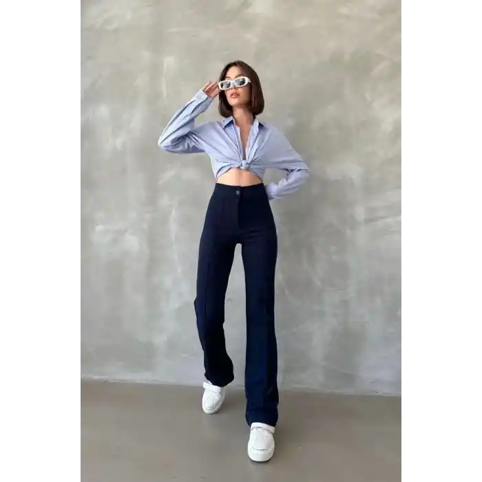 Önü cumalı ithal krep pantolon