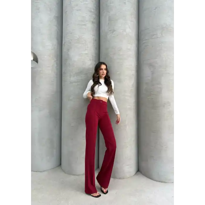 Önü cumalı ithal krep pantolon