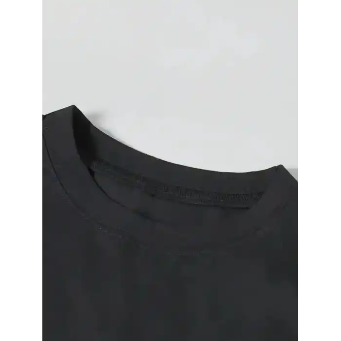 Ördek Baskılı ve Yuvarlak Yakalı Kadın Günlük Büyük Boy Siyah Tişört. - Siyah