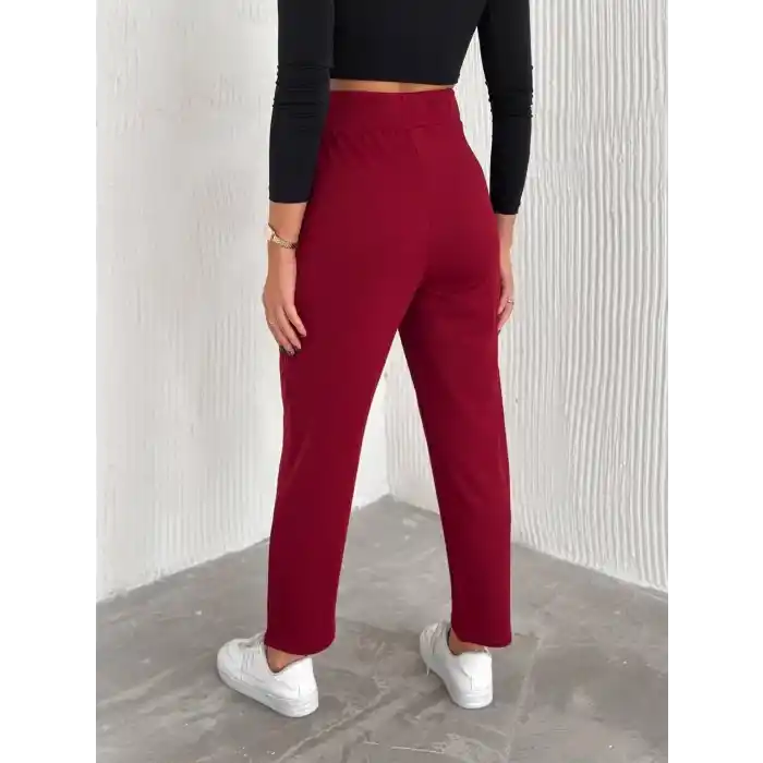 örme krep pantolon çift düğmeli