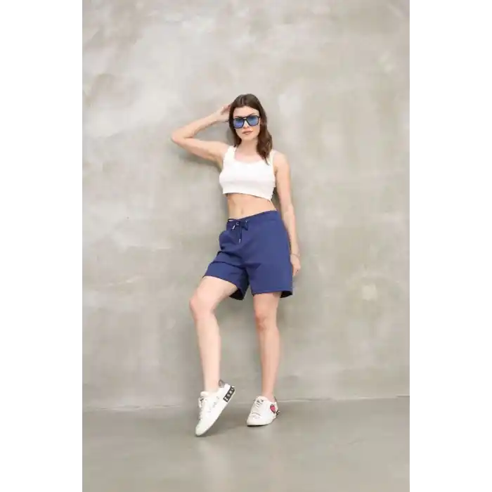 Osy Modal Yumuşak dokulu Kumaş Kadın Kısa Şort - Mavi