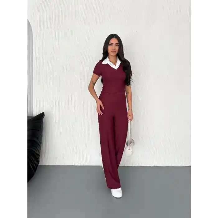 Ottoman kumaş beyaz gömlek yaka takım s4142