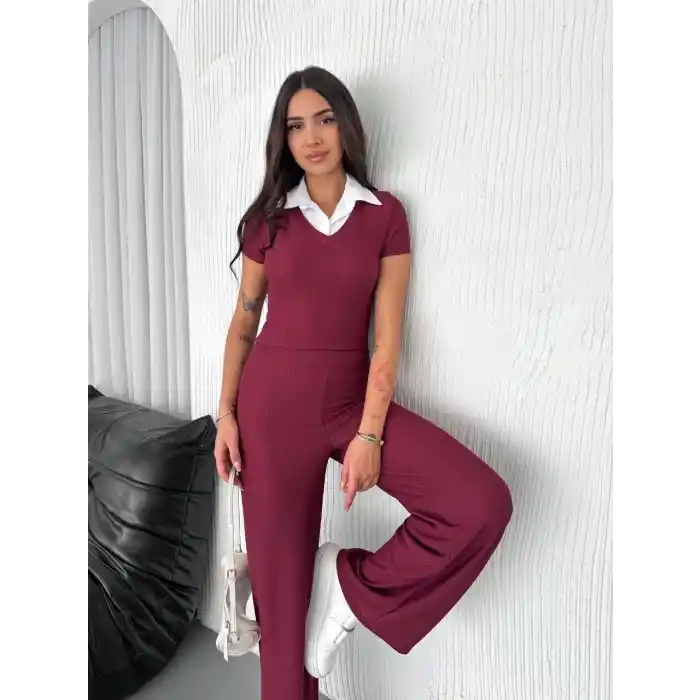 Ottoman kumaş beyaz gömlek yaka takım s4142