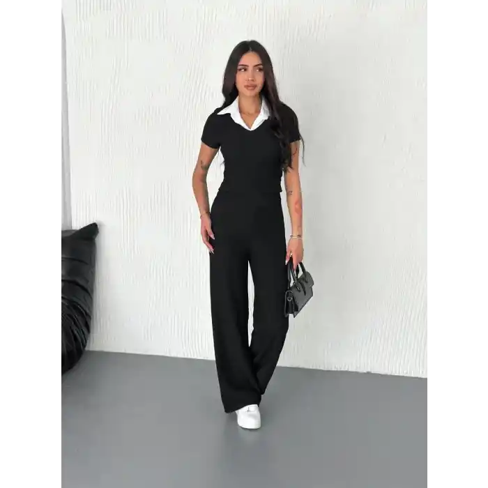 Ottoman kumaş beyaz gömlek yaka takım s4142