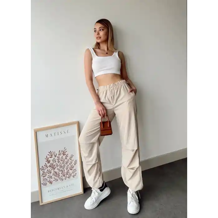 Paraşüt pantolon bej