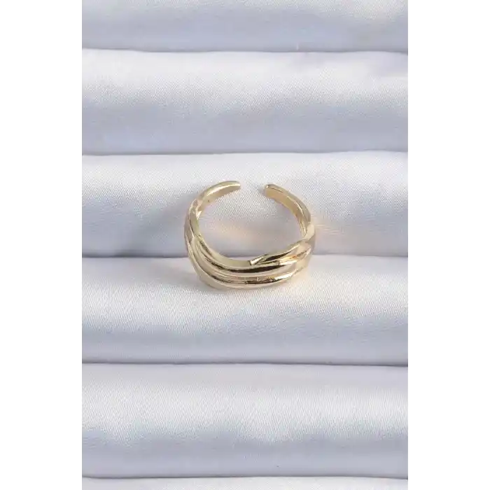 Pirinç Altın Renk Kıvrımlı Ayarlanabilir Yüzük