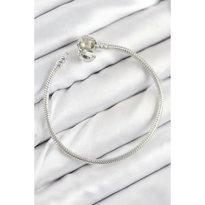 Pirinç Charm Topcuk Model Gümüş Renk Kadın Bileklik