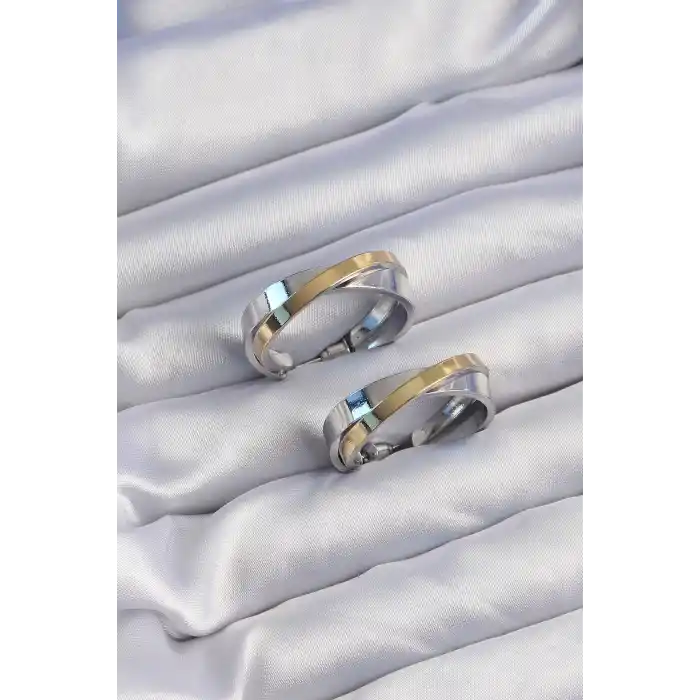 Pirinç Gold Gümüş Renkli Halka Küpe