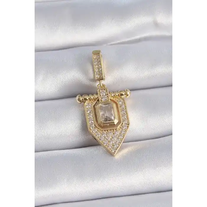 Pirinç Gold Renk Baget Zirkon Taşlı Ajda Charm