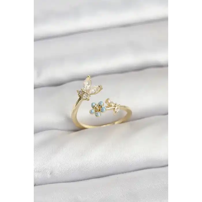 Pirinç Gold Renk Kelebek Model Kadın Yüzük