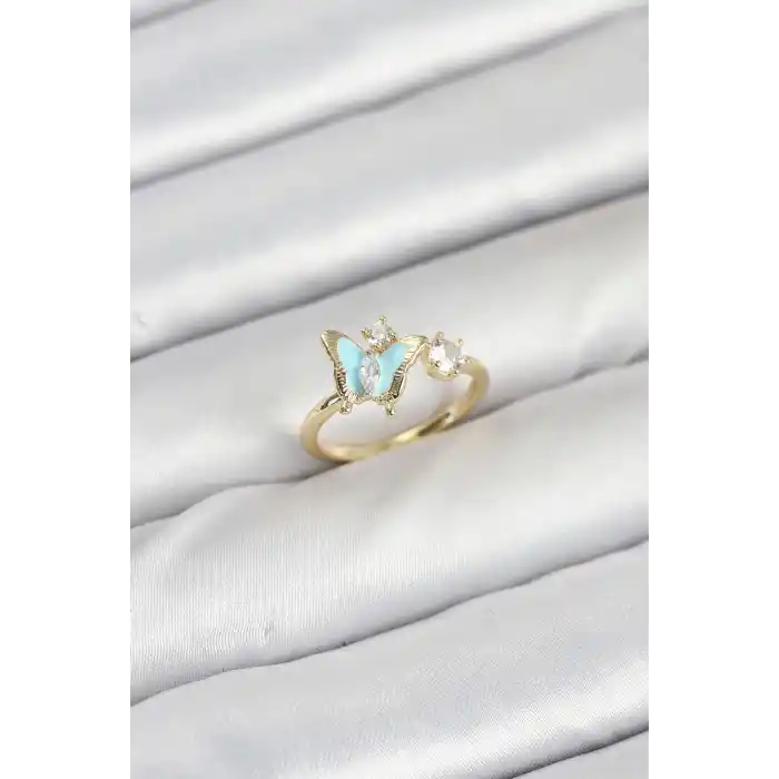Pirinç Gold Renk Kelebek Model Kadın Yüzük