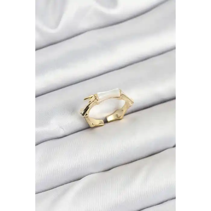 Pirinç Gold Renk Kemik Model Kadın Yüzük
