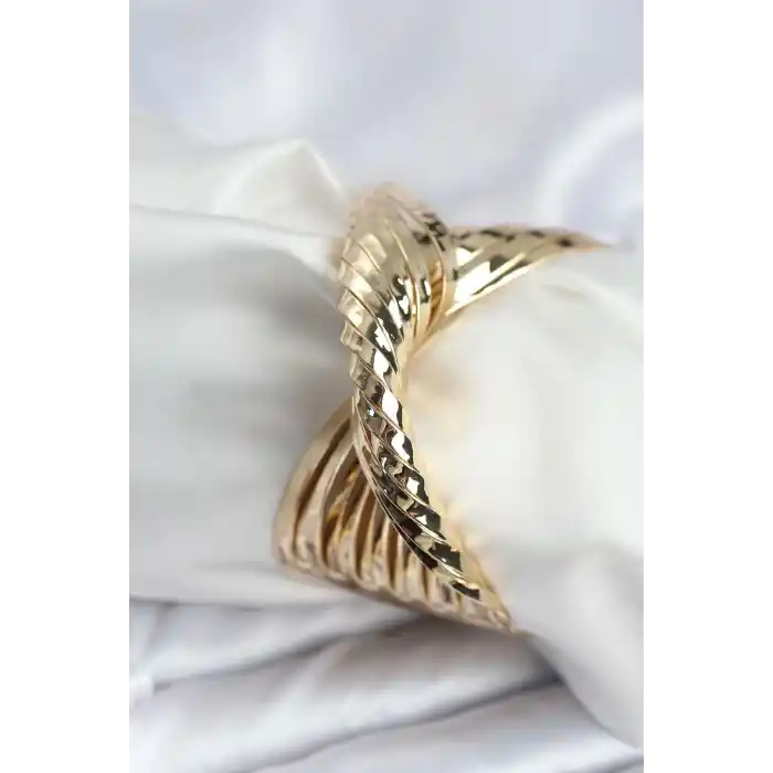 Pirinç Gold Renk Kıvrımlı Yarım Kelepçe Bileklik