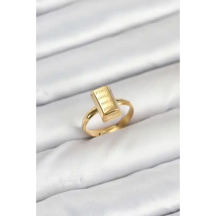 Pirinç Gold Renk Külçe Altın Model Kadın Yüzük